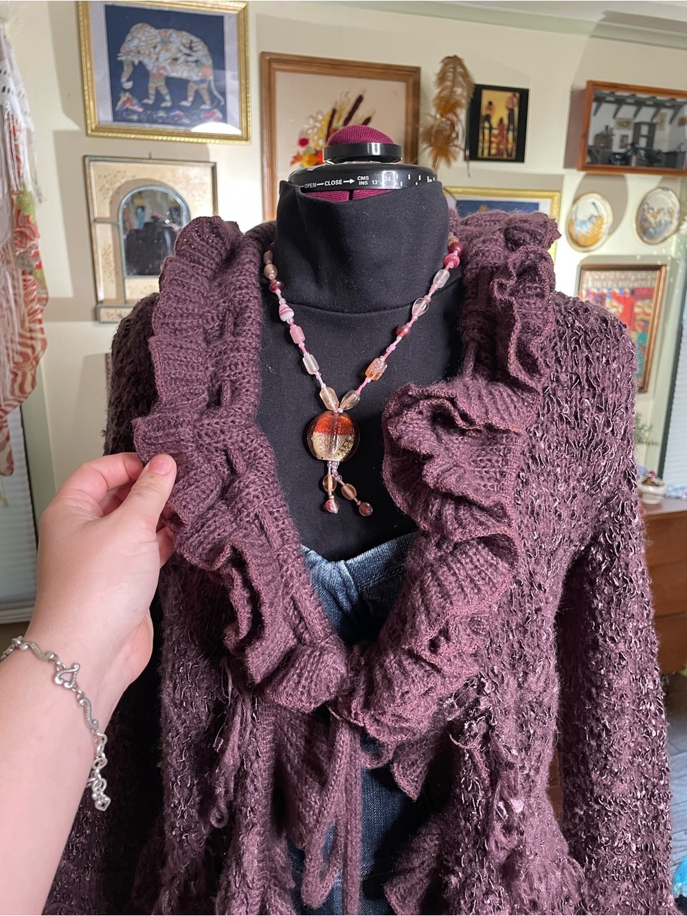 Pretty Angel Ruffled Open-Front Cardigan — Plum - Picture 5 of 8